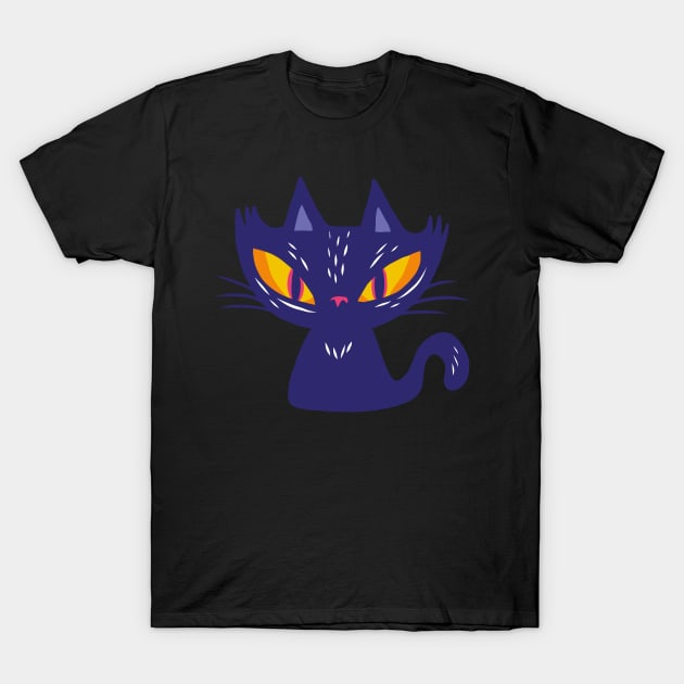 Dark cat with a broad grin T-Shirt by rueckemashirt